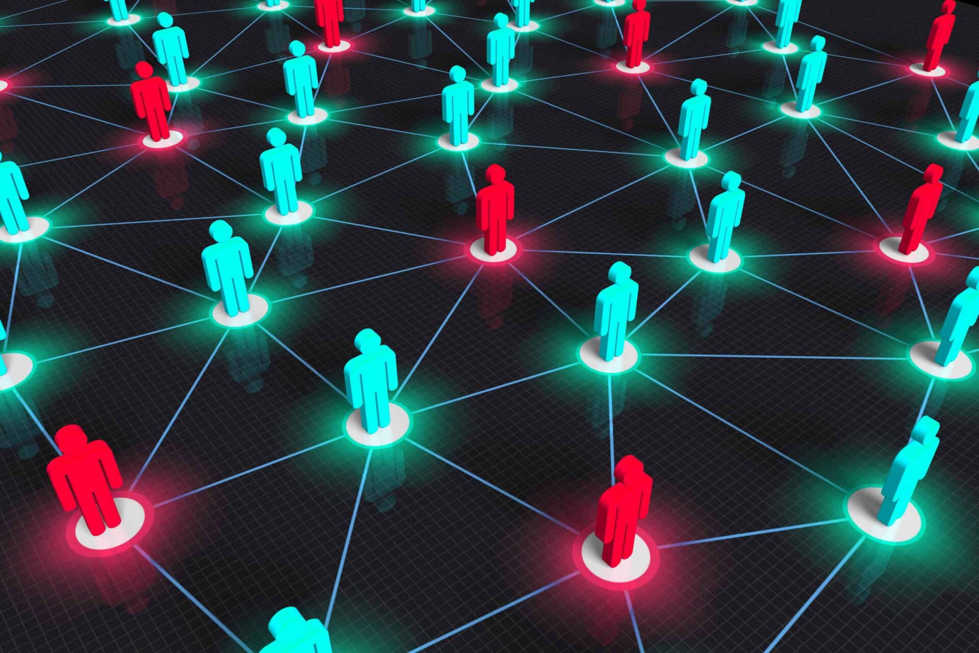 3d people connected by lines