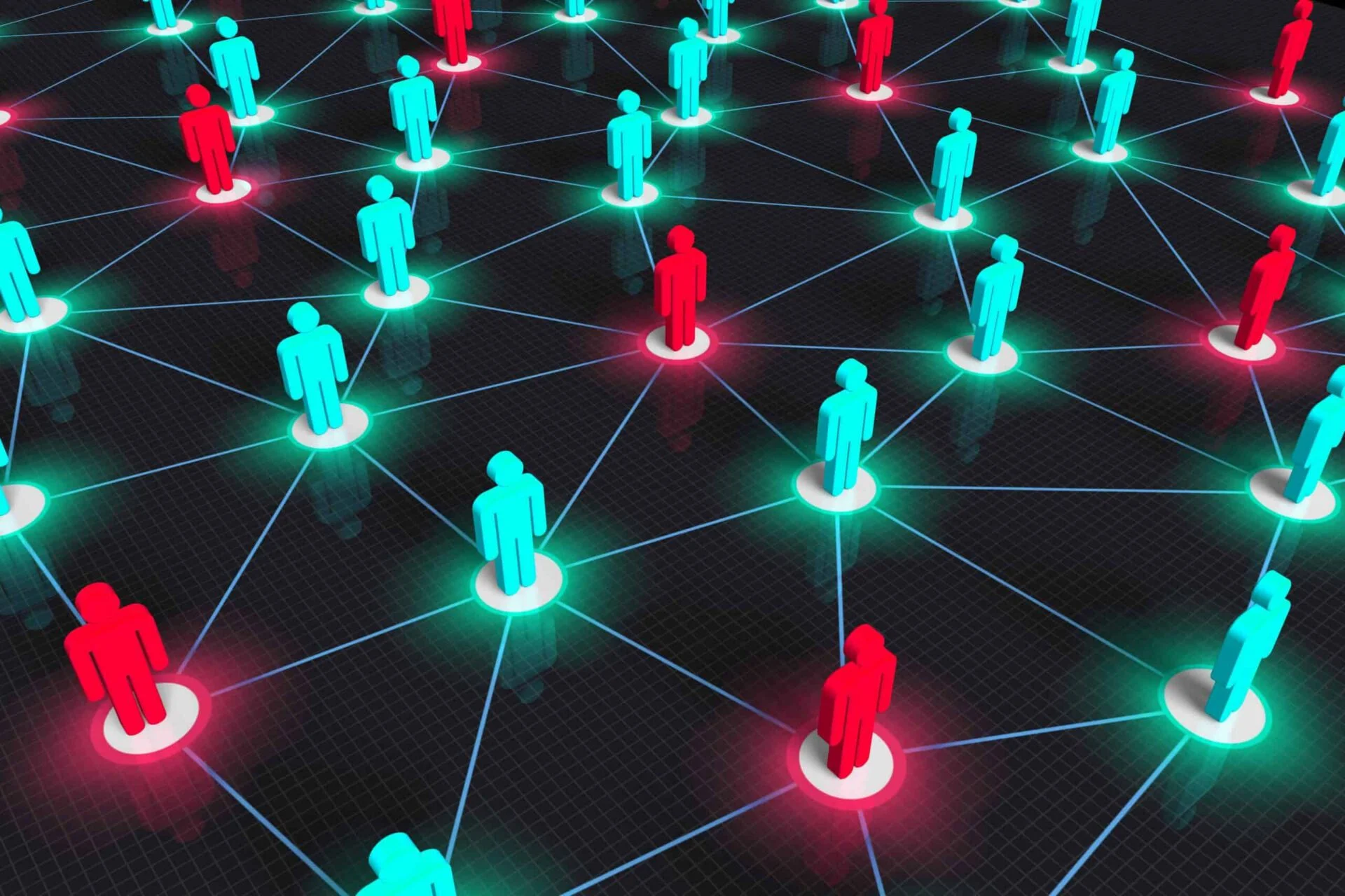 3d people connected by lines