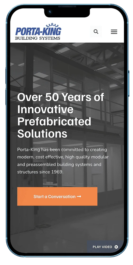 Porta-King mobile homepage