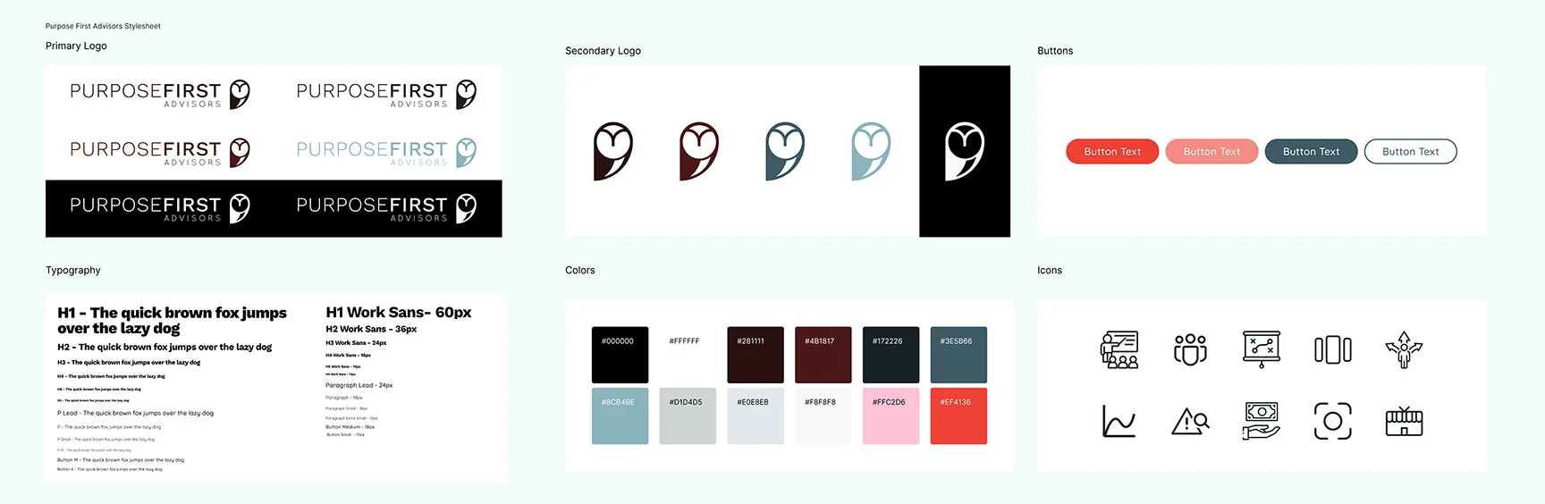 Purpose First Advisors brand style sheet